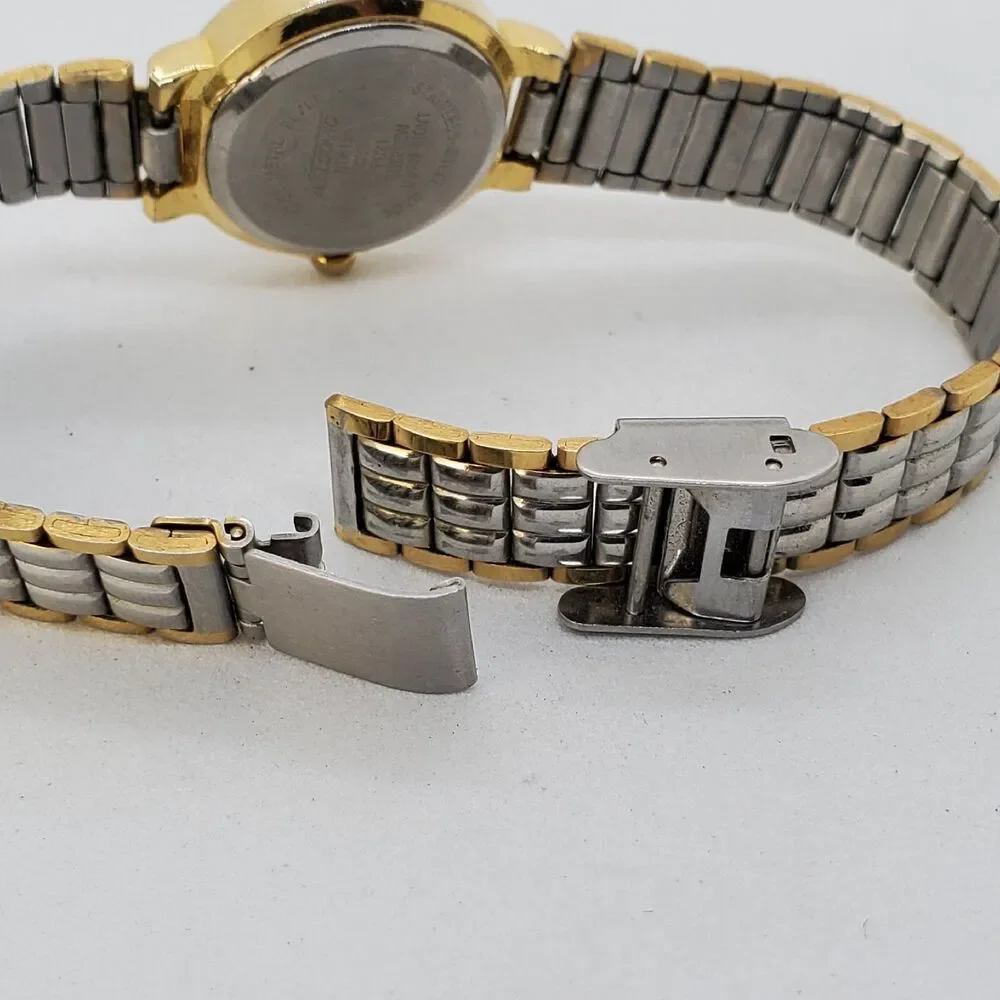 Nelsonic Diamond Women's Watch 25MM Green Dial Two Tone‎ Bands 7.5